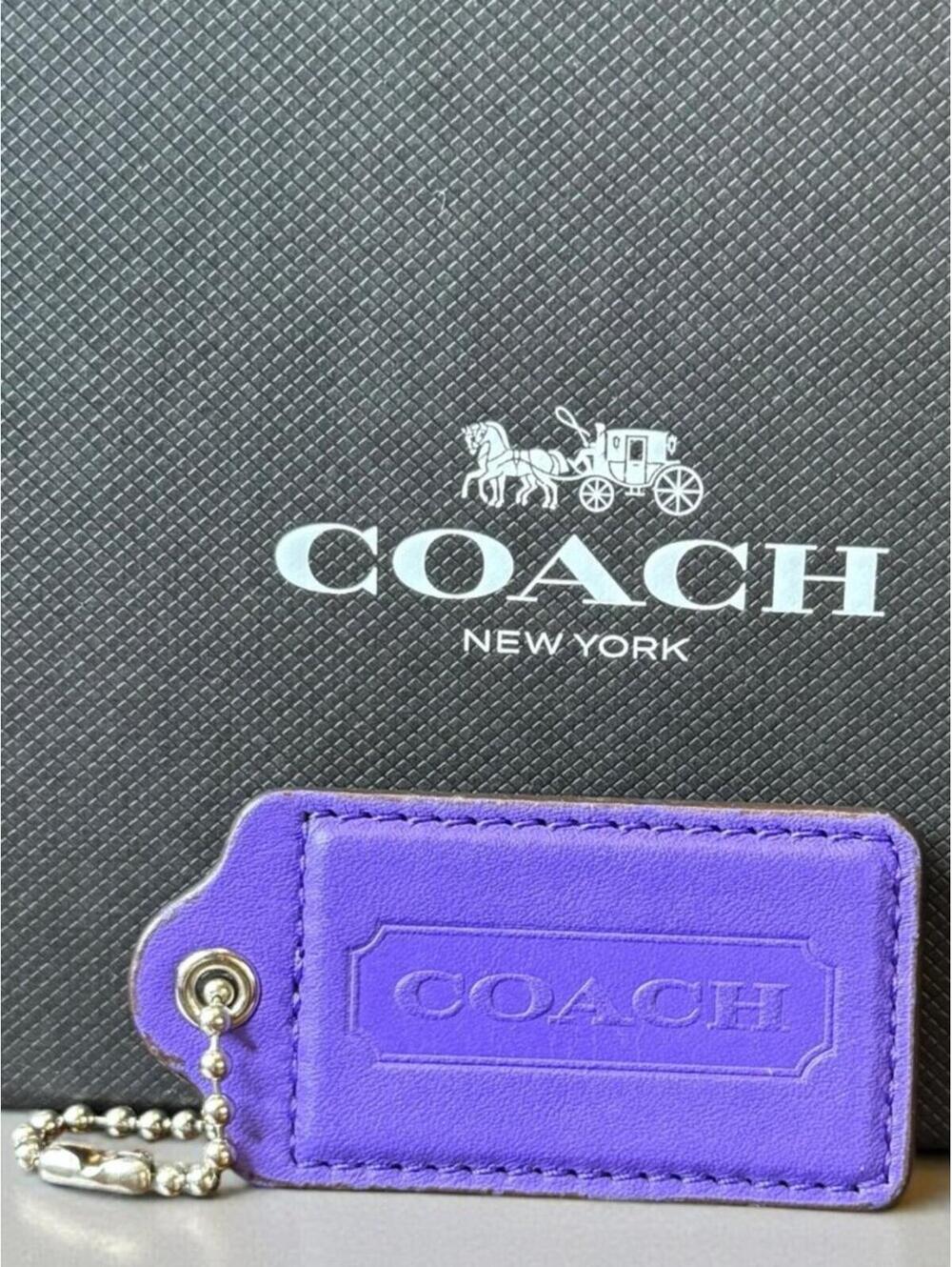 Coach XL Leather Hangtag – Purple (3")